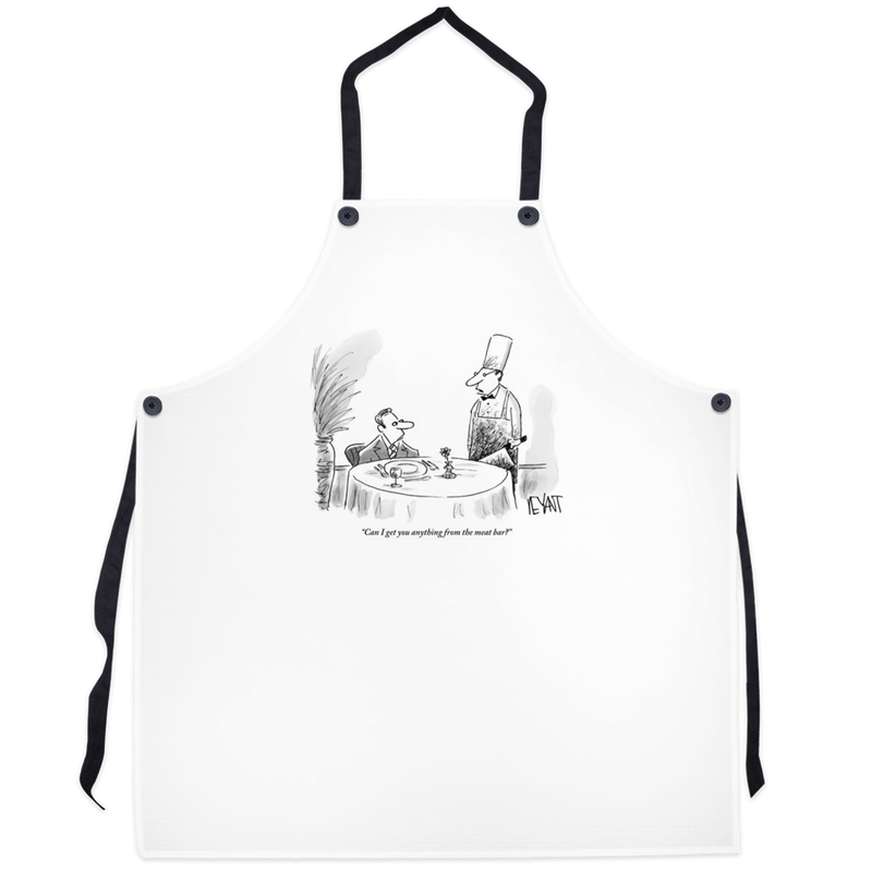 Grilling aprons - "Can I get you anything from the meat bar?"