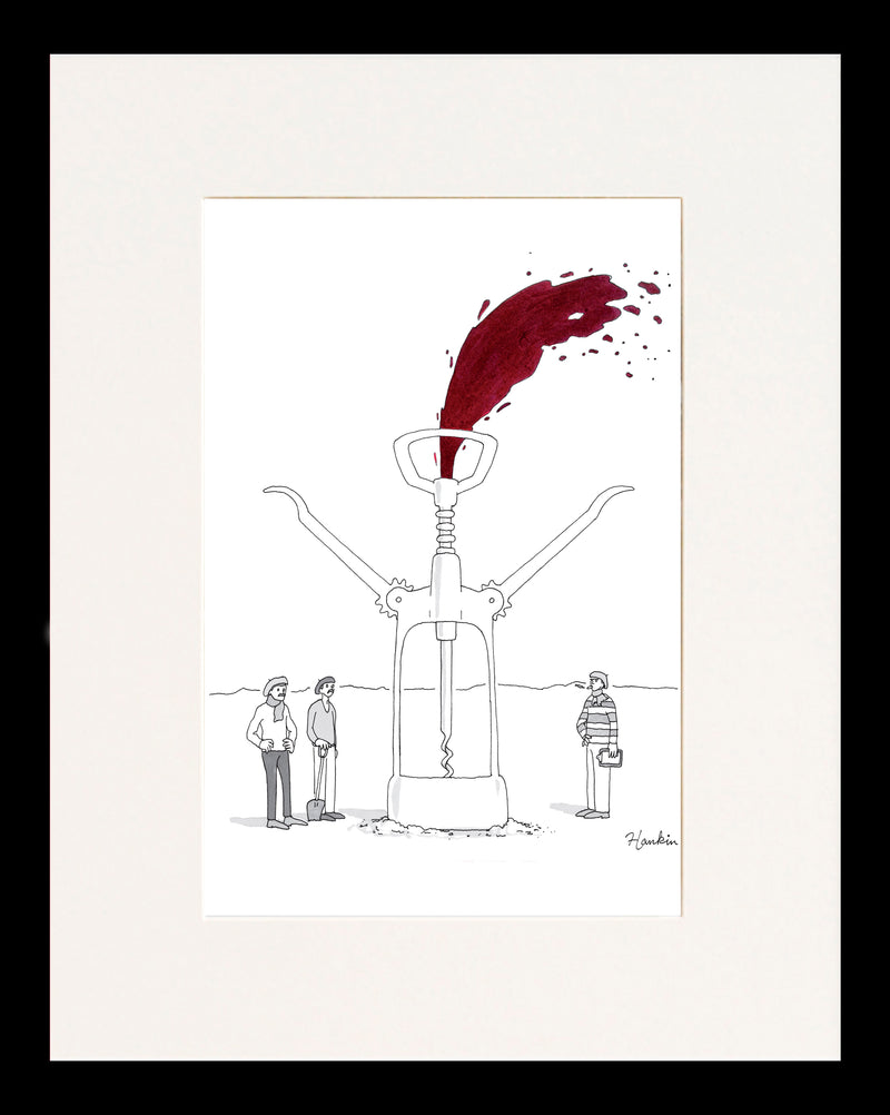 Wine Tower Cartoon Print