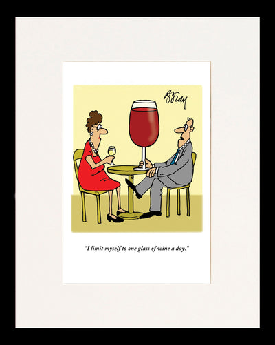 One Glass of Wine a Day Limit Cartoon Print