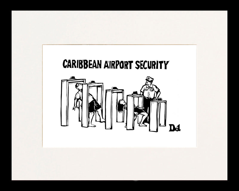 Caribbean Airport Security Cartoon Print