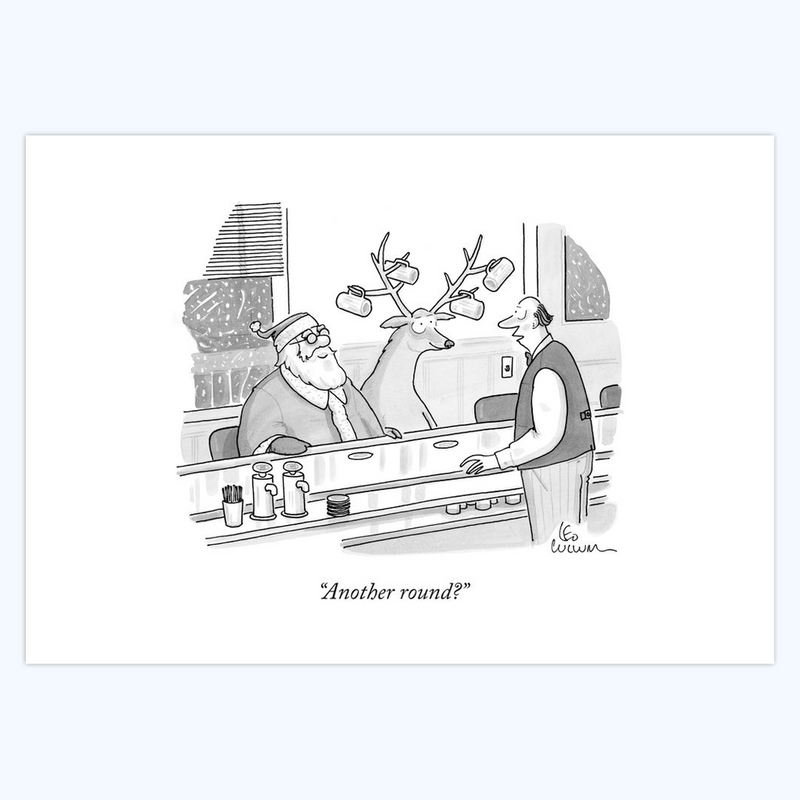 Leo Cullum: "Another round?" 5x7 Holiday Cards