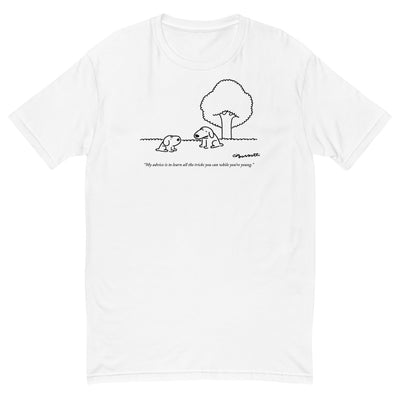 "My advice is to learn all the tricks you can while you're young." (Older dog gives advice to a younger dog.) t-shirt