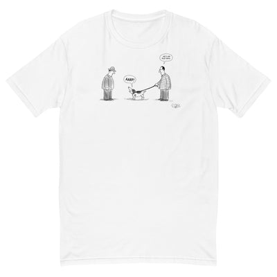 (Dog's owner explains to another man, 'He's an old dog' when his dog barks 'AARP.') t-shirt